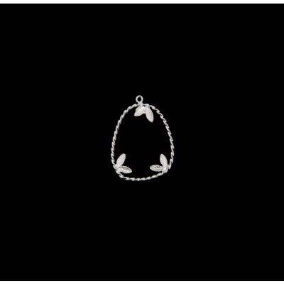 Dije Baño Plata Mate Aro Labrado Ovalo 3 Hojas 30mm. Venta por unidad