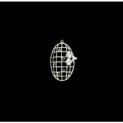 Dije Baño Plata Mate Rejilla Ovalo Base 30mm. Venta por unidad