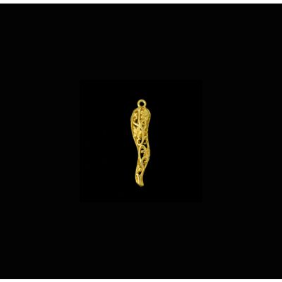 Dije Baño Oro 24Kt Mate Cuerno Curvo 32mm. Venta por Unidad