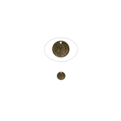 Dije Charm Ocre Pavonado Moneda Labrada Francaise 10mm. Venta por 12 Unidades