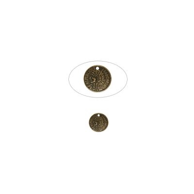 Dije Charm Ocre Pavonado Moneda Labrada 15mm. Venta por 6 Unidades