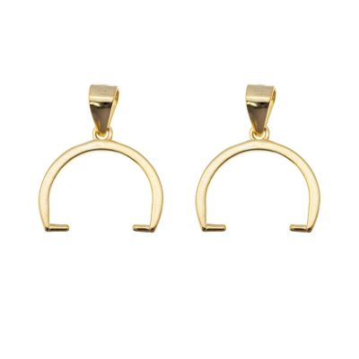 Pasacadena Plata 925 Gancho Medialuna A1319 12mm Dorado. Venta por Unidad