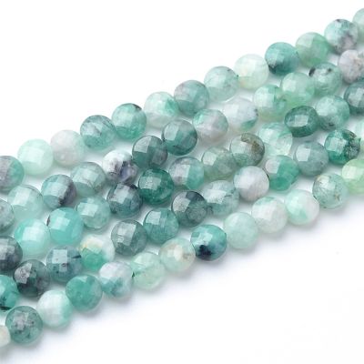 Moneda Facetada 3.5-4mm Esmeralda Africana AB Natural. Sarta por 38cm Aprox