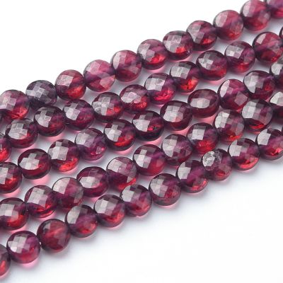 Moneda Facetada Granate AB Natural 4mm. Sarta por 38cm Aprox