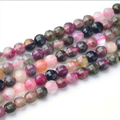 Moneda Facetada Multi Turmalina BC Natural 4mm. Sarta por 38cm Aprox