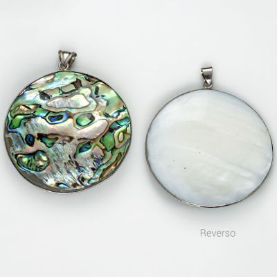 Pendiente Disco Nacar Abalone Paua 45mm Setting Laton. Venta por unidad