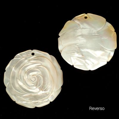 Pendiente Flor Nacar Blanco Amarillo 40mm. Venta por unidad