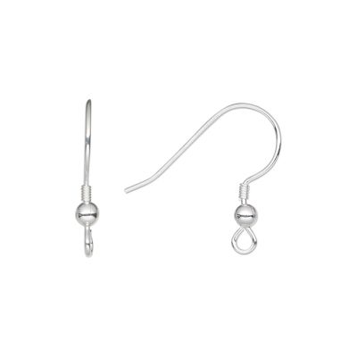 Herraje Plata 925 Gancho Pescador Resorte Bola 16.5-17mm S162. Venta por 6 Unidades