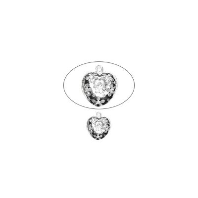 Dije Niquelado Pendiente Charm Corazon 18mm. Venta por unidad