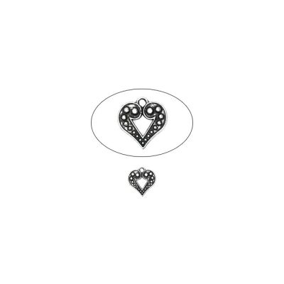 Dije Niquelado Pendiente Charm Corazon 19mm. Venta por 12 Unidades