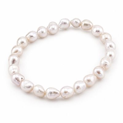 Pulsera brazalete Perla Cultivada Potato Blanca B 5-6mm. Venta por unidad