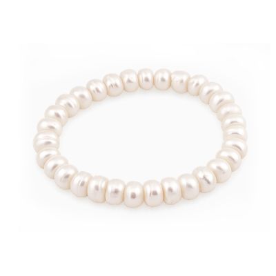 Pulsera brazalete Perla Cultivada Biwa Blanca BC 7-8mm. Venta por unidad