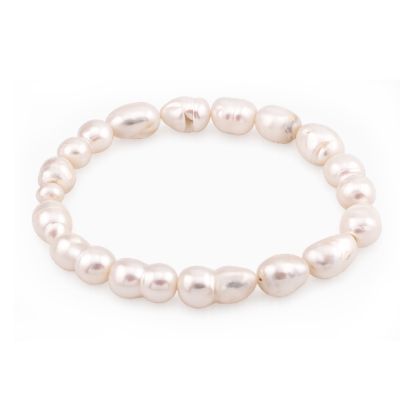 Pulsera brazalete Perla Cultivada Potato Blanca B 7-8mm. Venta por unidad