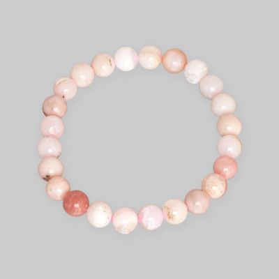 Pulsera Elastica Bola 8mm Lisa Opalo Rosado A Natural. Venta por Unidad