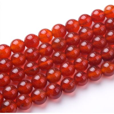 Bola Lisa Agata Cornalina Roja Calor 10mm. Sarta por 38cm Aprox