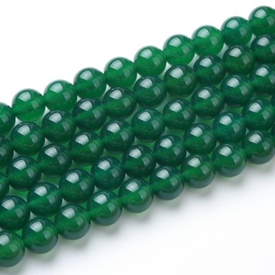 Bola Lisa Agata Verde (Calentada) 10mm. Sarta por 38cm