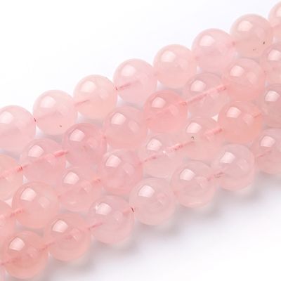 Bola Lisa Cuarzo Rosado 10mm Madagascar Claro (Encerado). Sarta por 38cm Aprox