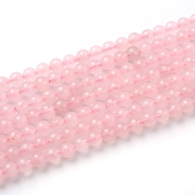 Bola Lisa Cuarzo Rosado 4mm Madagascar Claro (Encerado). Sarta por 38cm Aprox