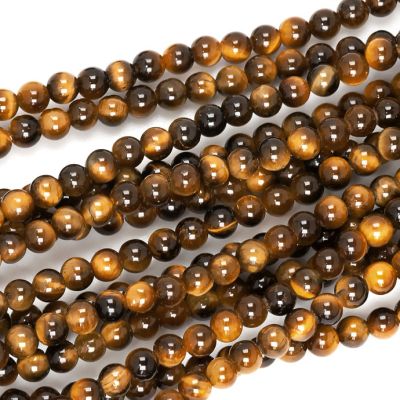 Bola Lisa Ojo de Tigre Amarillo AB Natural 4-4.5mm. Sarta por 38cm Aprox