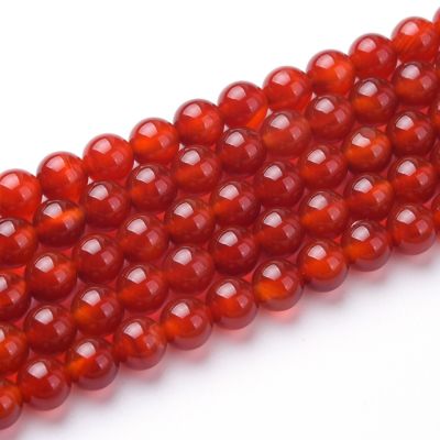 Bola Lisa Agata Cornalina Roja 6mm (Calor). Sarta por 38cm Aprox