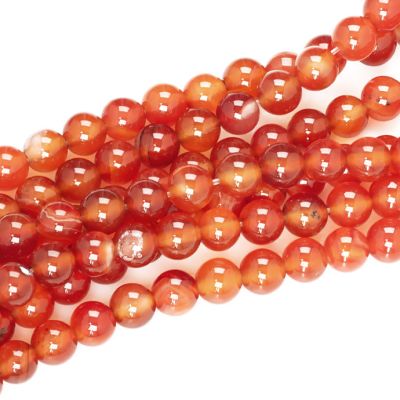 Bola Lisa Cornalina Roja B Calor 6mm. Sarta por 38cm Aprox