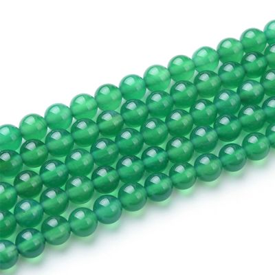 Bola Lisa Agata Verde (Calentada) 6mm. Sarta por 38cm