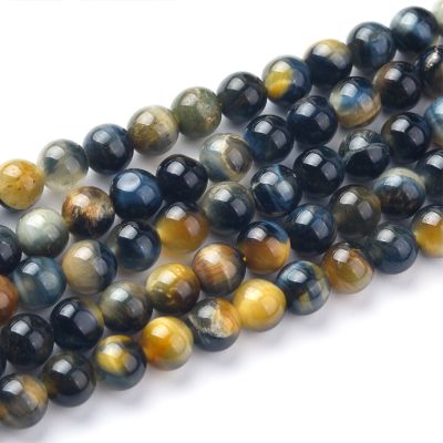 Bola Lisa Ojo de Tigre Dorado-Azul B 6mm (Natural). Sarta por 38cm Aprox