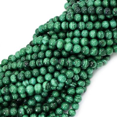 Bola Lisa Malaquita AB Natural 6mm. Sarta por 38cm Aprox