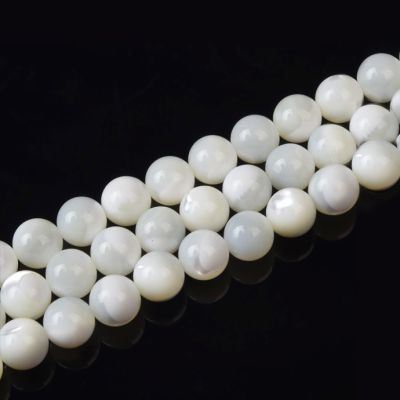 Bola Lisa Nacar Blanco A 6mm (Natural). Sarta por 40cms