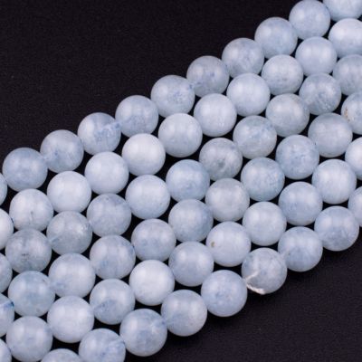 Bola Lisa Cuarzo Aguamarina AB (Natural) 7-7.5mm. Sarta por 40cm