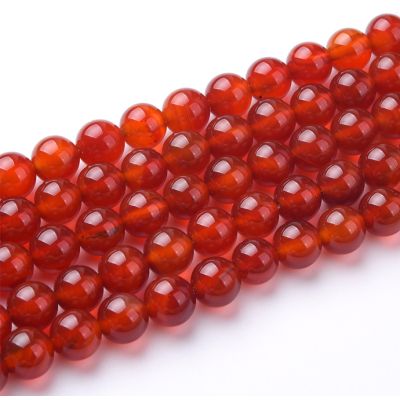 Bola Lisa Agata Cornalina Roja 8mm (Calor). Sarta por 38cm Aprox