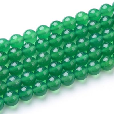 Bola Lisa Agata Verde (Calentada) 8mm. Sarta por 38cm
