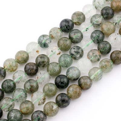Bola Lisa 8mm Cuarzo Fantasma A (Natural). Sarta por 38cm