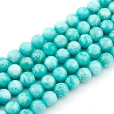 Bola Lisa Amazonita Peruana A (Natural) 8mm. Sarta por 40cm