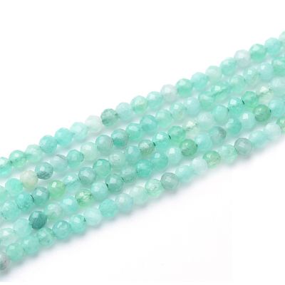 Bola Facetada Amazonita China B Natural 2-2.3mm. Venta por 38cm Aprox