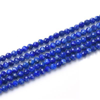 Bola Facetada Lapislazuli AB (Natural Esmalte) 2-2.3mm. Sarta por 38cm Aprox (200Und aprox)