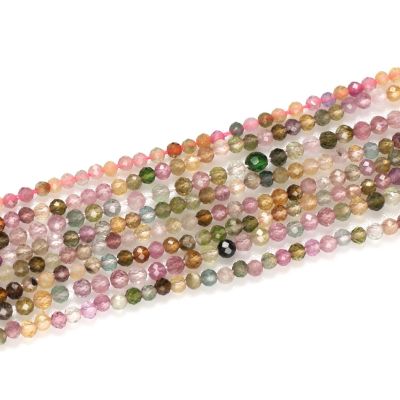 Bola Facetada Multi Turmalina BC Natural 2.5-2.7mm. Sarta por 38cm Aprox