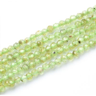 Bola Facetada Peridot (Natural) 2.5mm. Sarta por 40cm