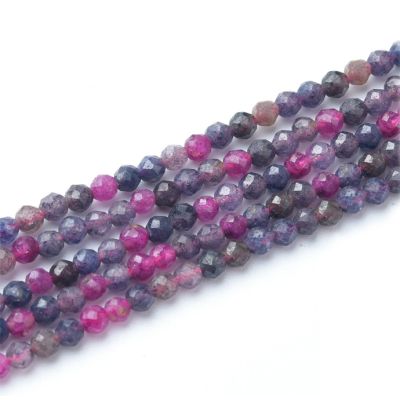 Bola Facetada Multi Rubi Zafiro Natural Calor 2-2.2mm. Sarta por 38cm Aprox