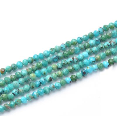 Bola Facetada Turquesa Estabilizada 2-2.3mm AB. Sarta por 39cm