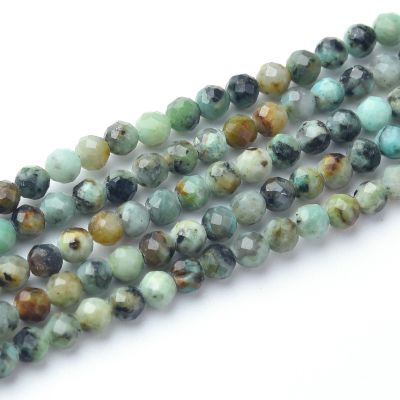 Bola Facetada Turquesa Africana (Jasper Tintura) 3mm. Sarta por 40cm