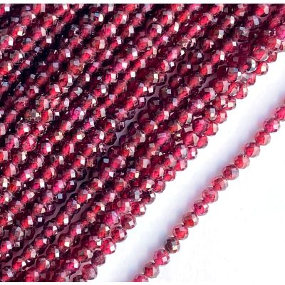 Bola Facetada Granate AB (Calor) 2.5-3mm. Sarta por 39cm
