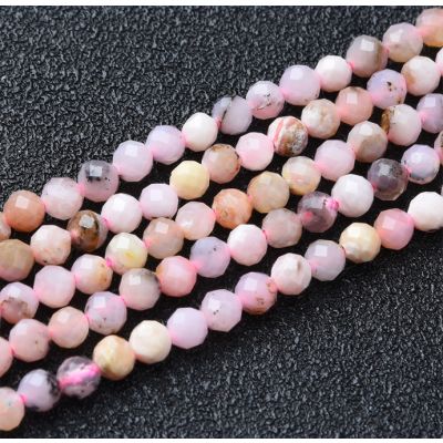 Bola Facetada Opalo Rosado Natural 3mm. Sarta por 38cm Aprox