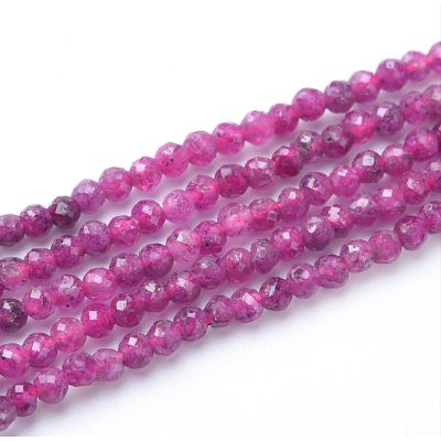 Bola Facetada Ruby B Natural 3mm. Sarta por 38cm Aprox