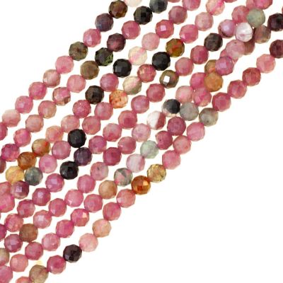 Bola Facetada Multi Turmalina B Natural 3.8-4mm. Sarta por 40cm