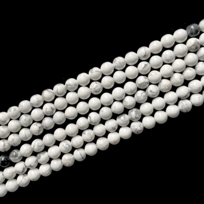 Bola Lisa Howlite Matrix Blanco Estabilizada 6mm. Sarta por 37cm Aprox