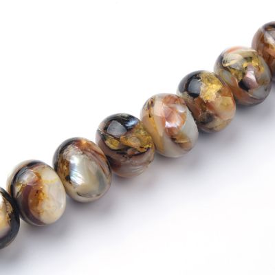 Rondela 13x18mm Nacar Reconstituido Marmoleado. Sarta por 38cms