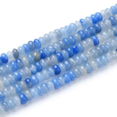 Rondela Lisa 4x2mm Cuarzo Aventurina Azul. Sarta por 38cm Aprox