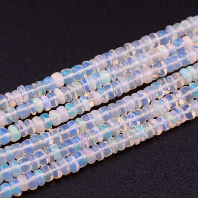 Rondela Lisa 3x5mm Opalo Etiopia Calidad AA (Natural). Sarta por 15cm