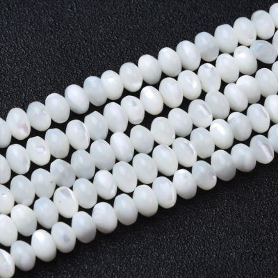 Rondela Lisa Nacar Blanco A 6x4mm (Natural). Sarta por 40cms